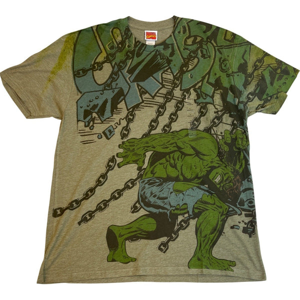 Marvel Comics Hulk Graphic Tee Green Athletic Fit Unisex Size XL