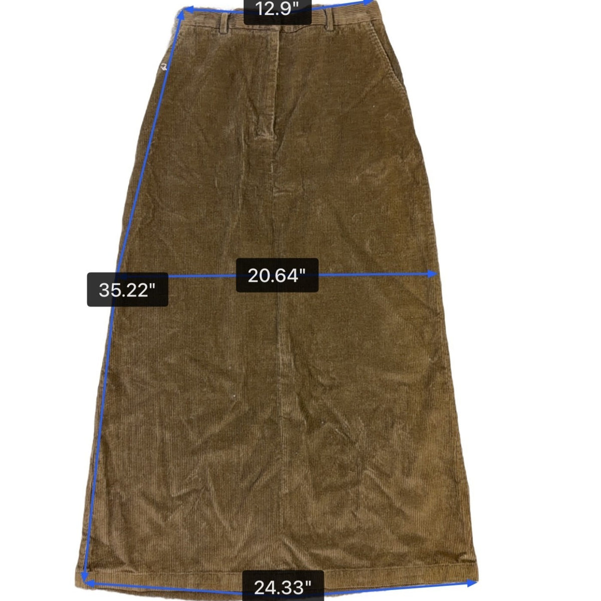 L.L.Bean Womens Brown Cotton & Tencel Corduroy A-Line Maxi Skirt Size 6 R