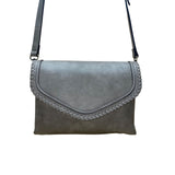 Jen & Co Women’s Gray Faux Leather With Adjustable Strap Crossbody Bag