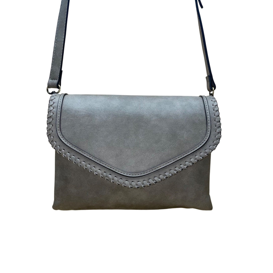 Jen & Co Women’s Gray Faux Leather With Adjustable Strap Crossbody Bag