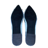 Huiyesheng Women’s Blue Rhinestone Bow Low-Heel Pointed-Toe Flats Size US10.5