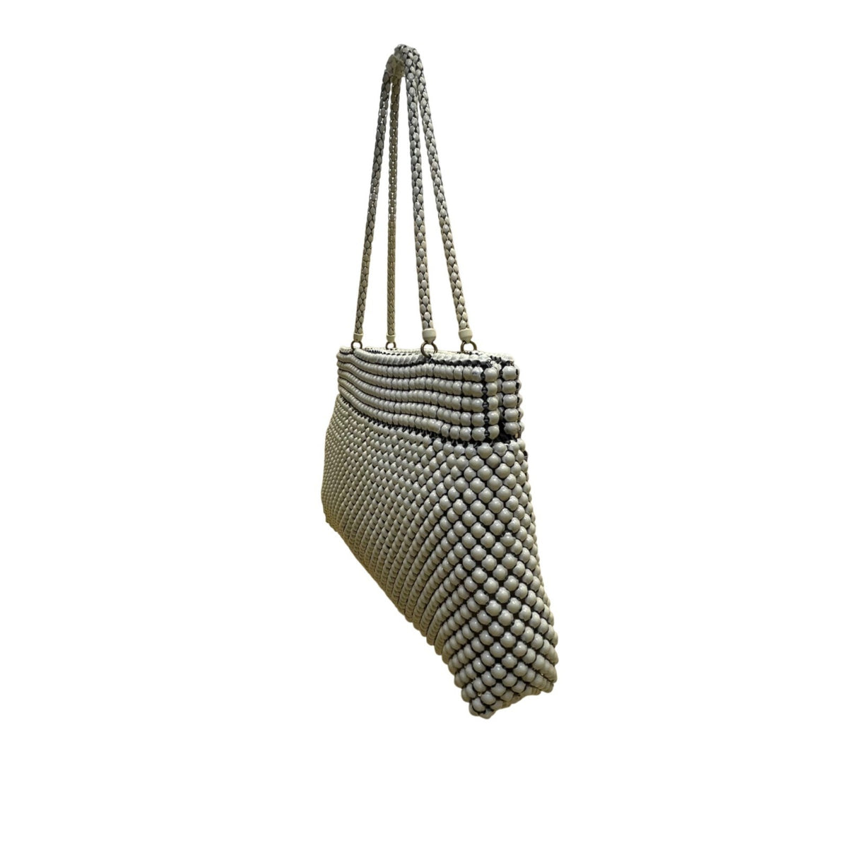 Vintage Whiting & Davis Women’s White Alumesh US Made Beaded Shoulder Bag