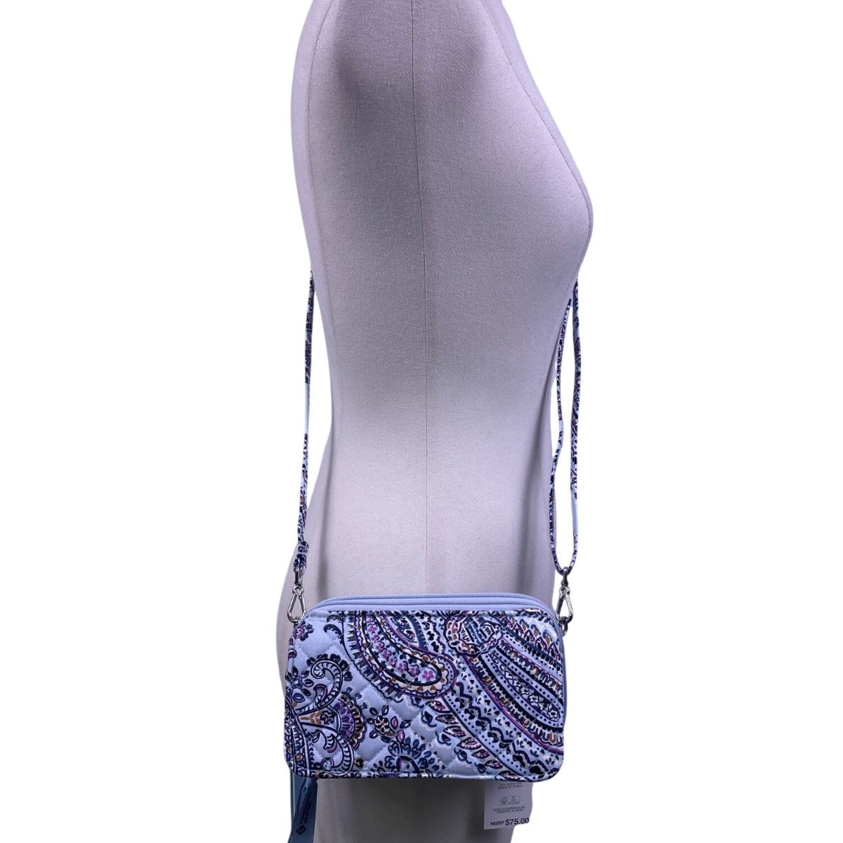 Vera Bradley Women’s Soft Sky Paisley Adjustable Strap RFID All-In-One Crossbody