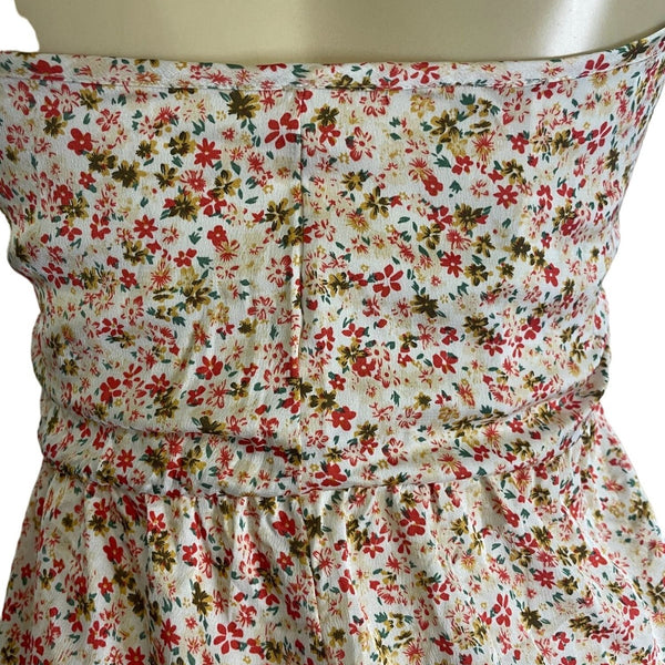 Floral Halter Neck Mini Dress With Ruffle Hem & Open Back New