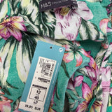 M&S Womens Green Floral Handkerchief Hem Dress Size EUR 40 - USA 9