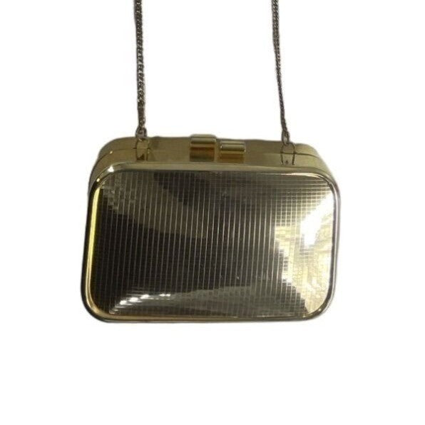 Unbranded Women's Glossy Gold Hard Case Mirror  Shoulder Purse  Sz S