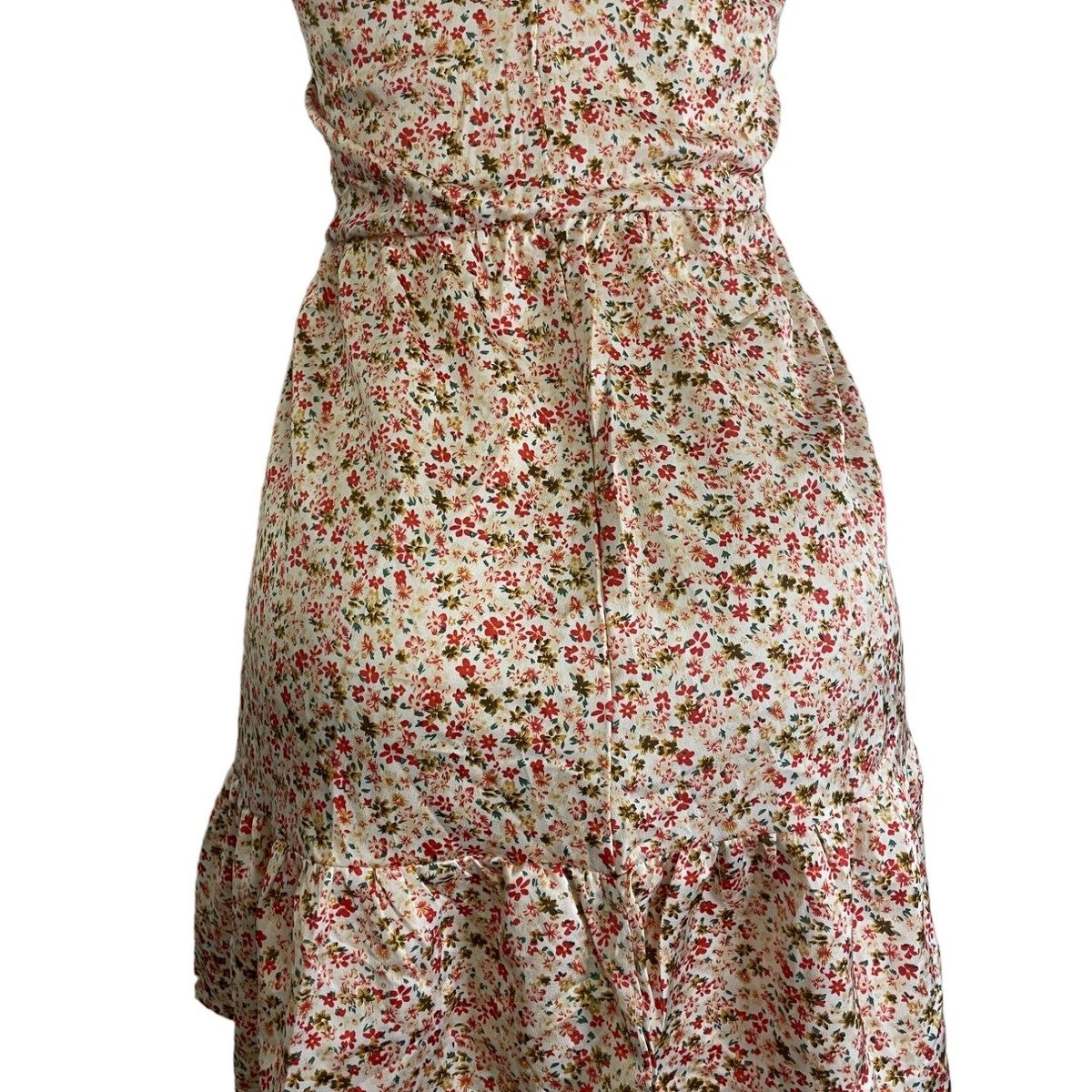 Floral Halter Neck Mini Dress With Ruffle Hem & Open Back New