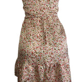 Floral Halter Neck Mini Dress With Ruffle Hem & Open Back New