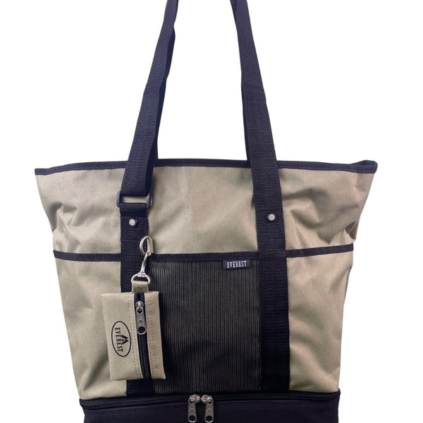Everest Unisex Green & Black Canvas With Bottom Pocket Insulation Tote Bag