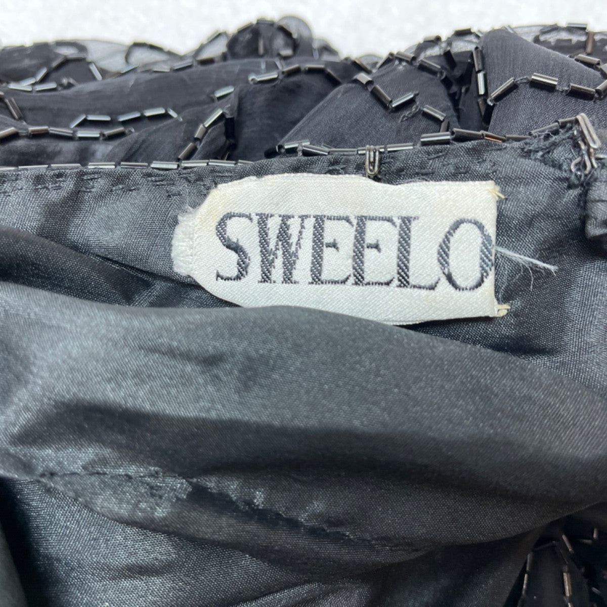 Black & Silver Sequin Beaded Womens Dress Long Sleeve Elegant Design Size M