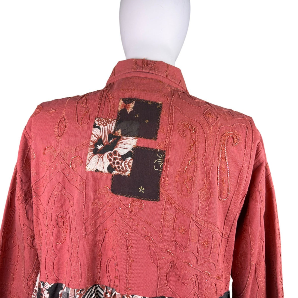 Shari B. Green Womens Red Black Patchwork Button-Up Dress Artsy Style Sz XL
