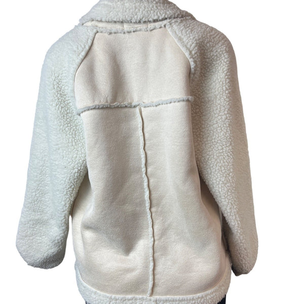 Classic Fashion Collection Women's White Lined Teddy Jacket Sz M
