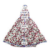 Aakaa Womens White & Red Cotton Halter Floral Dress Sleeveless Flowy Size M