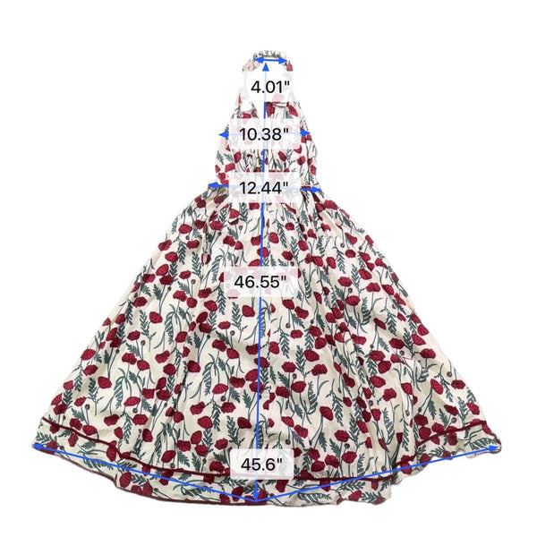 Aakaa Womens White & Red Cotton Halter Floral Dress Sleeveless Flowy Size M