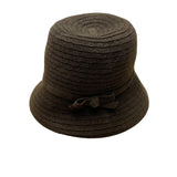 Charter Club Brown Fabric Bucket Hat Woven Texture Bow Accent