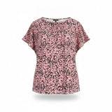 JM Collection Womens Pink Black Printed Blouse Petites Size L