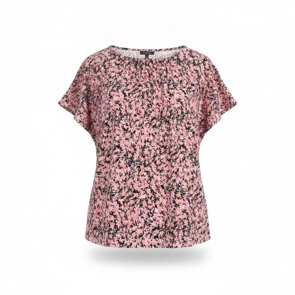 JM Collection Womens Pink Black Printed Blouse Petites Size L