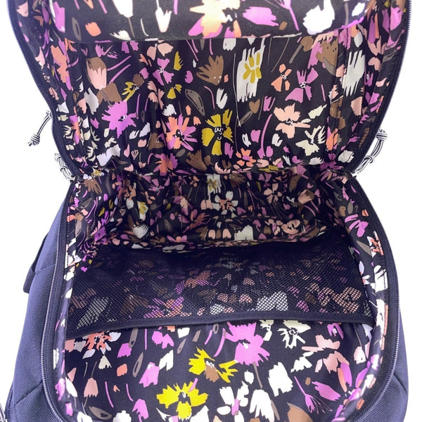 Vera Bradley Women’s Black Nylon Floral Lining Adjustable Straps Backpack