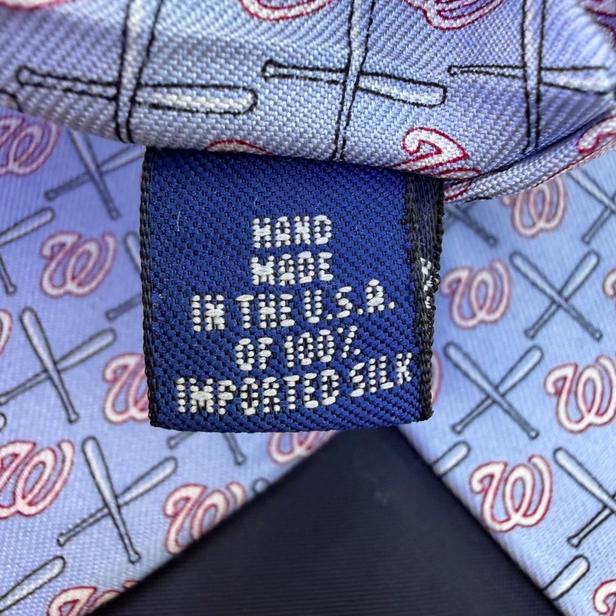 Vineyard Vines Mens Blue 100% Silk Washington Nationals Logo Patterned Tie