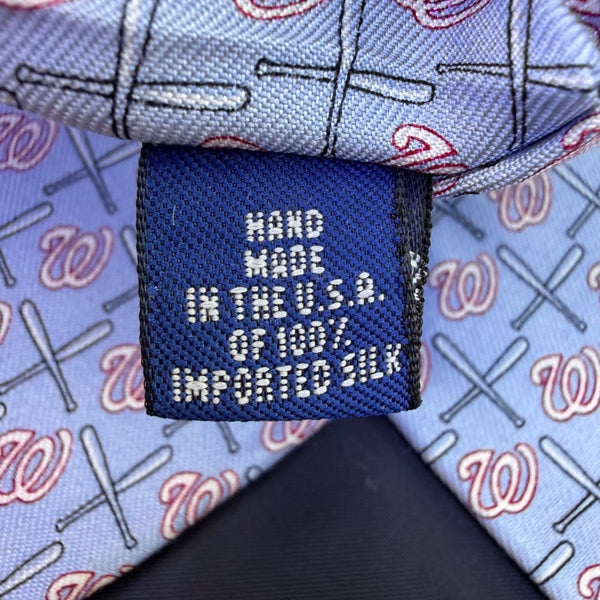 Vineyard Vines Mens Blue 100% Silk Washington Nationals Logo Patterned Tie