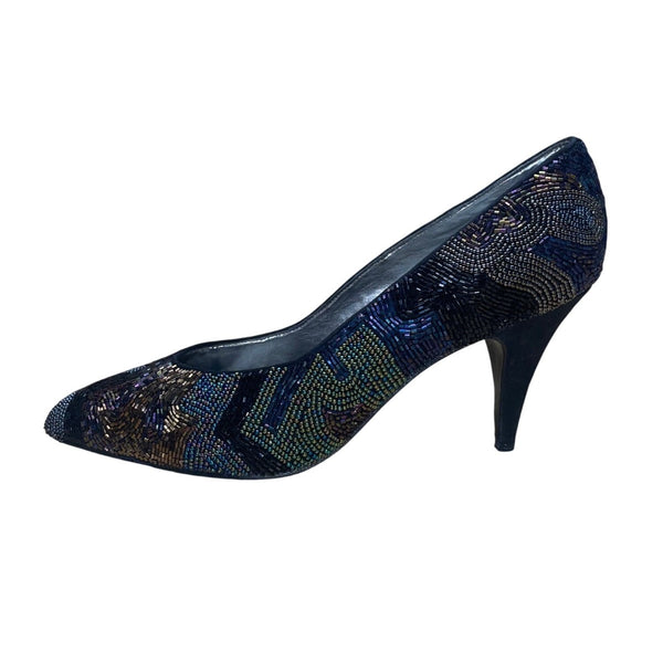Impo Womens Black Iris Beaded Lining Monet High Heel Pumps Size 9B