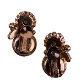 Hattie Carnegie Womens Gold Tone Smoky Topaz Crystal Brooch & Clip-On Earrings S