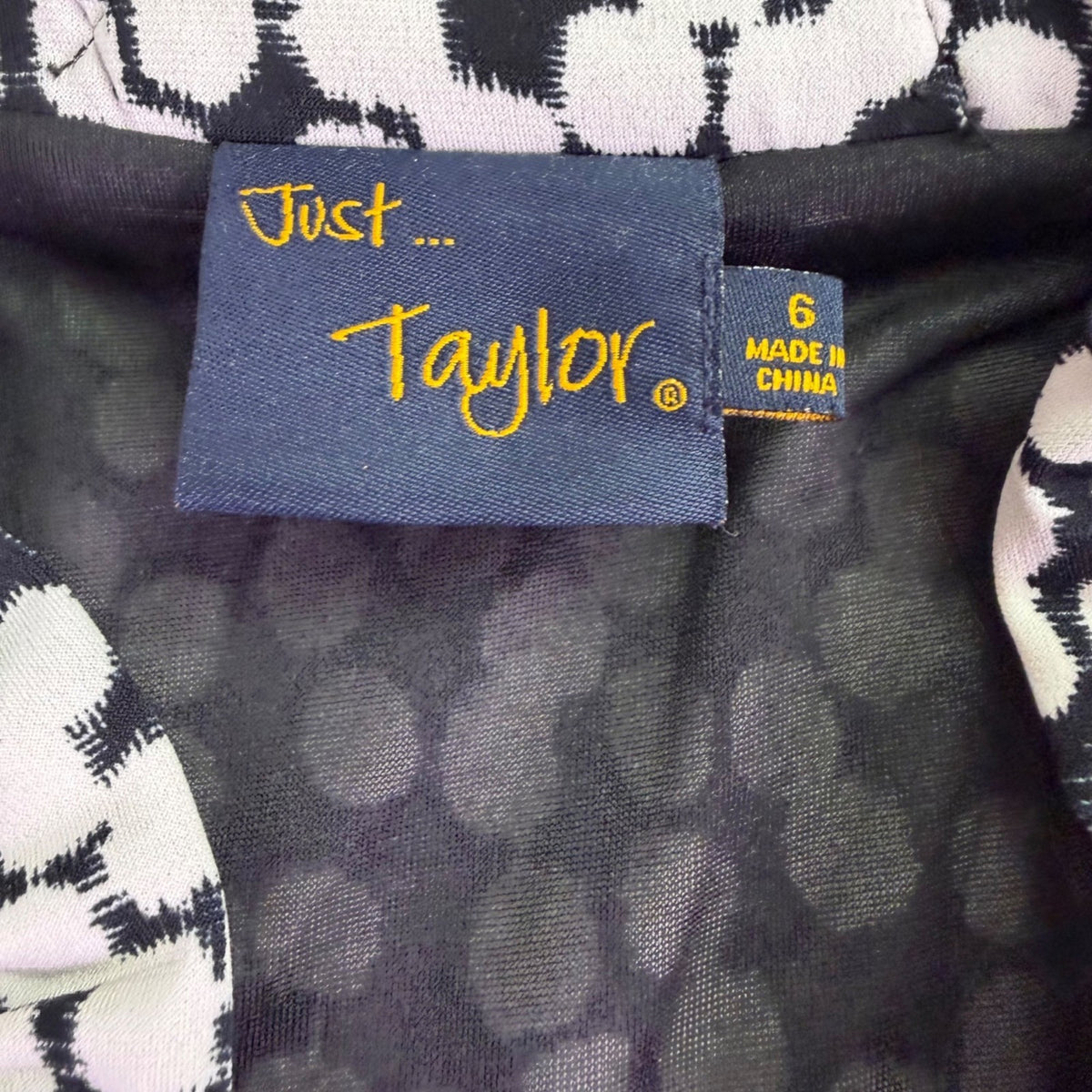 Just Taylor Womens Black & White Sleeveless Polka Dot Ruffle Neck Dress Sz 6