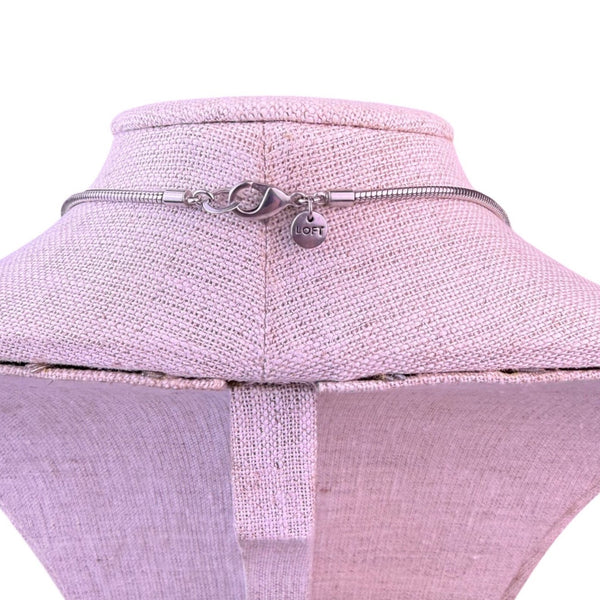 Loft Womens Silver Tone Mixed Stone Long Necklace Adjustable Style Jewelry