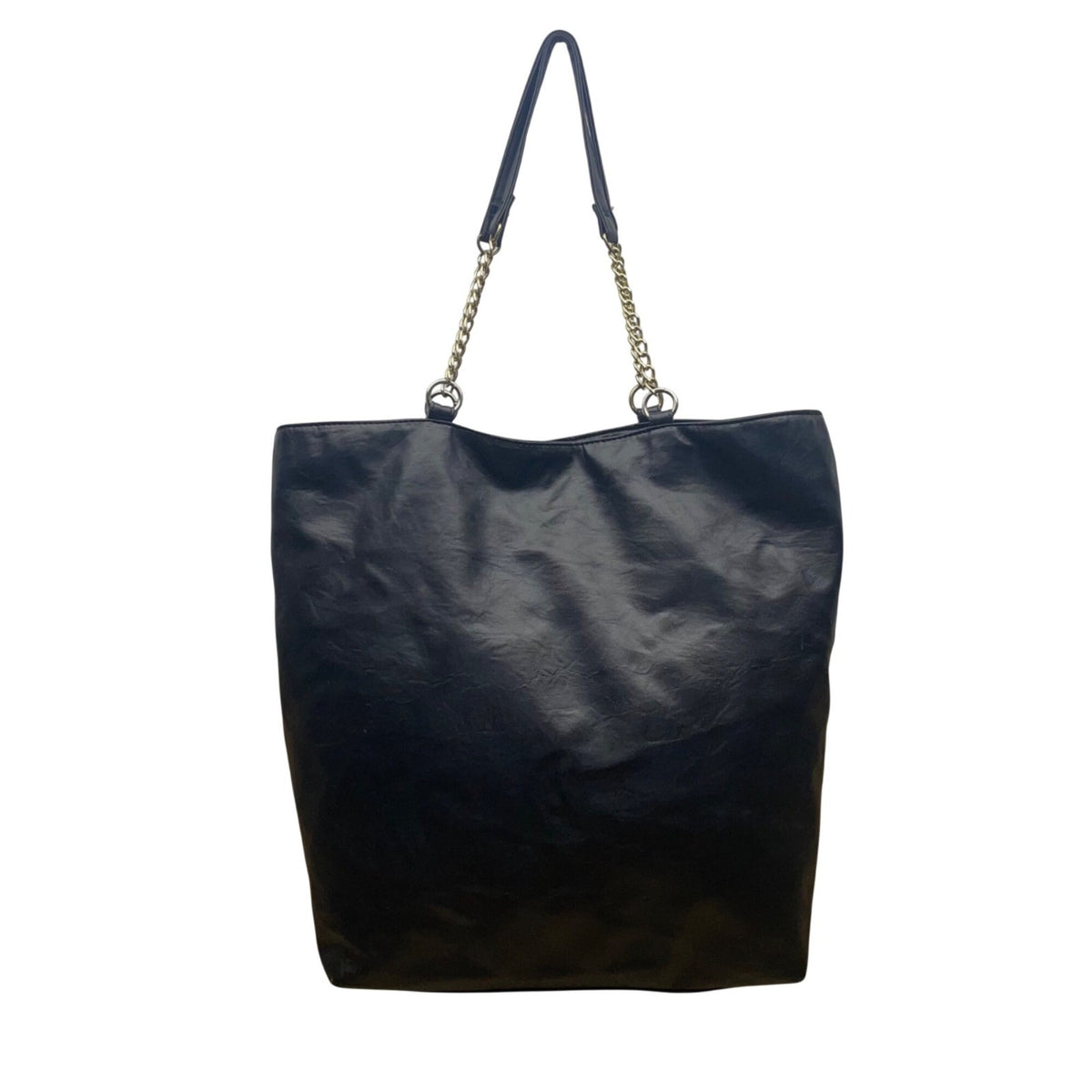 DSW Women’s Black Faux Leather Ruffle With Chain Straps Tote Bag