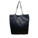 DSW Women’s Black Faux Leather Ruffle With Chain Straps Tote Bag