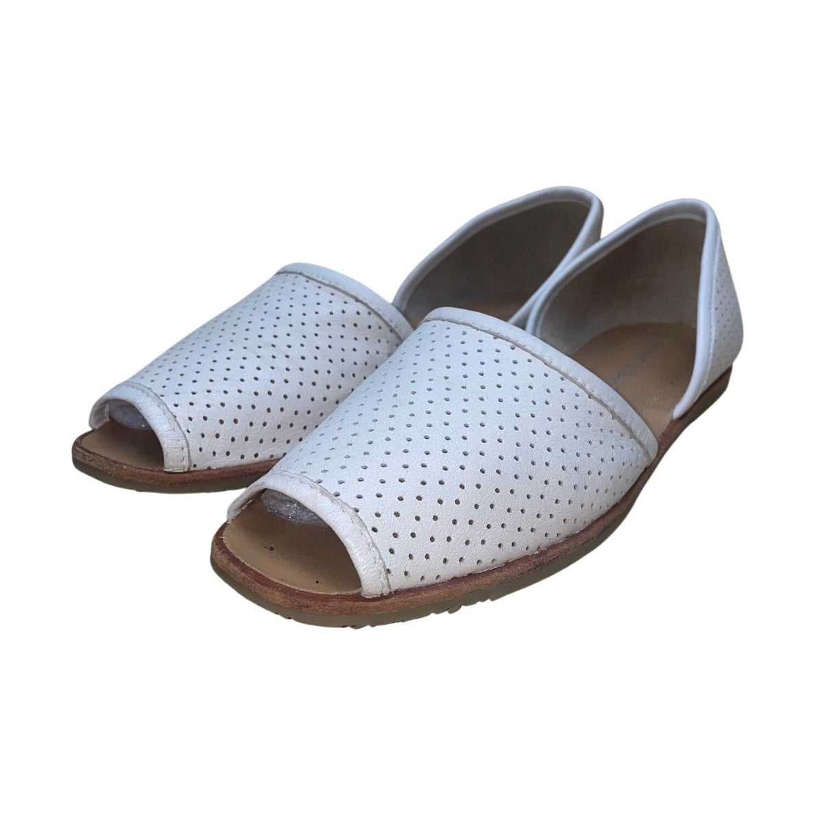 Franco Sarto Women’s White Perforated Leather Open-Toe DOrsay Flats Size 7M