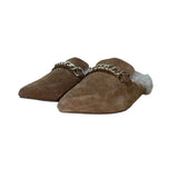 Steve Madden Women’s Brown Faux Fur Lined Chain Accent Loafer Mules Size 7.5M