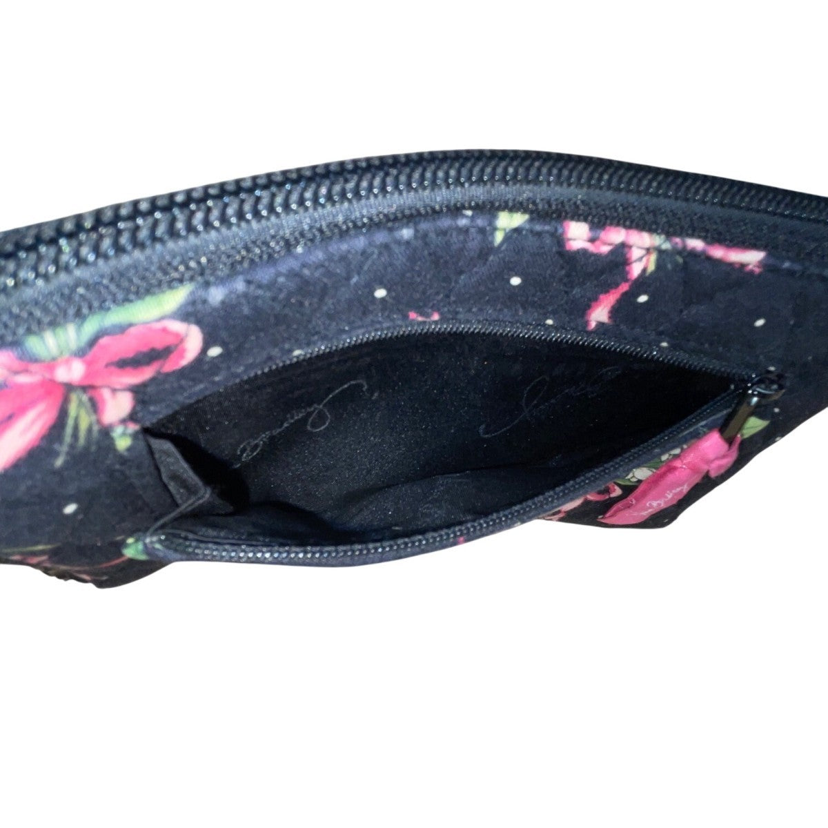 Vera Bradley Women’s Black Floral Quilted Wallet Zipper Closure & Card Slots