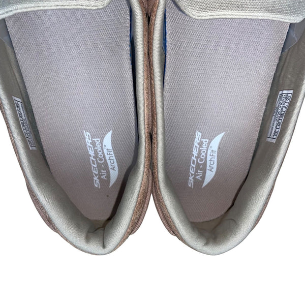 Skechers Men’s Beige Canvas Arch Fit Slip On Air-Cooled Boat Loafer Shoes Sz 10