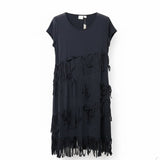 Chicos Womens Black Fringe Short Dress Stylish Evening Wear Size 2