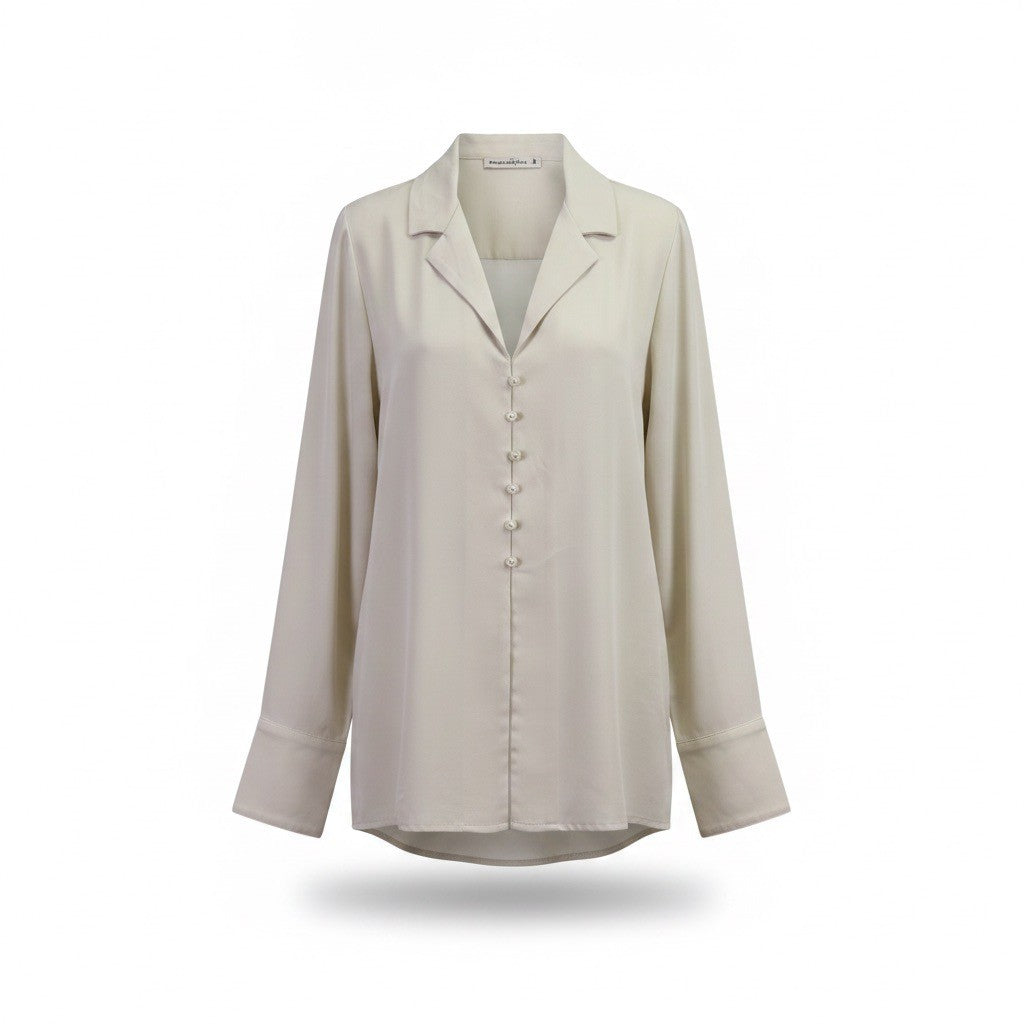 Abercrombie & Fitch Women’s Ivory Button-Up Blouse Long Sleeve  Size M 
