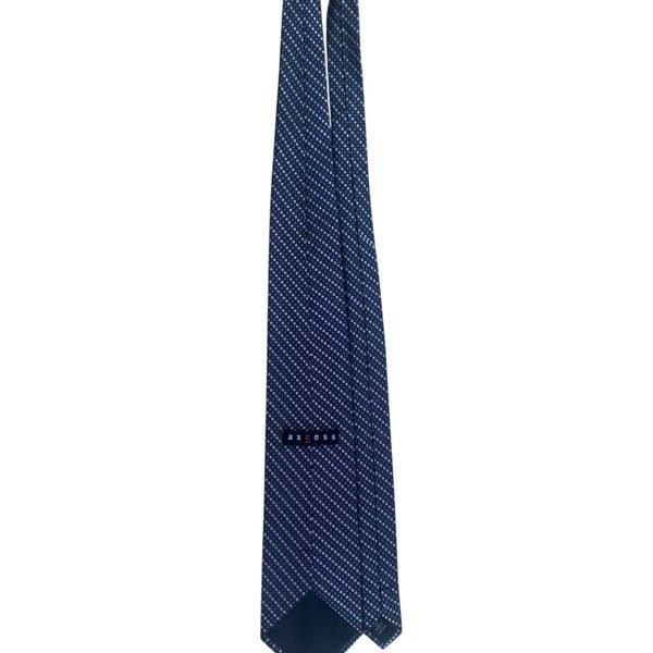 Axcess Mens Navy Silk Handmade Patterned Tie Blue Check Design