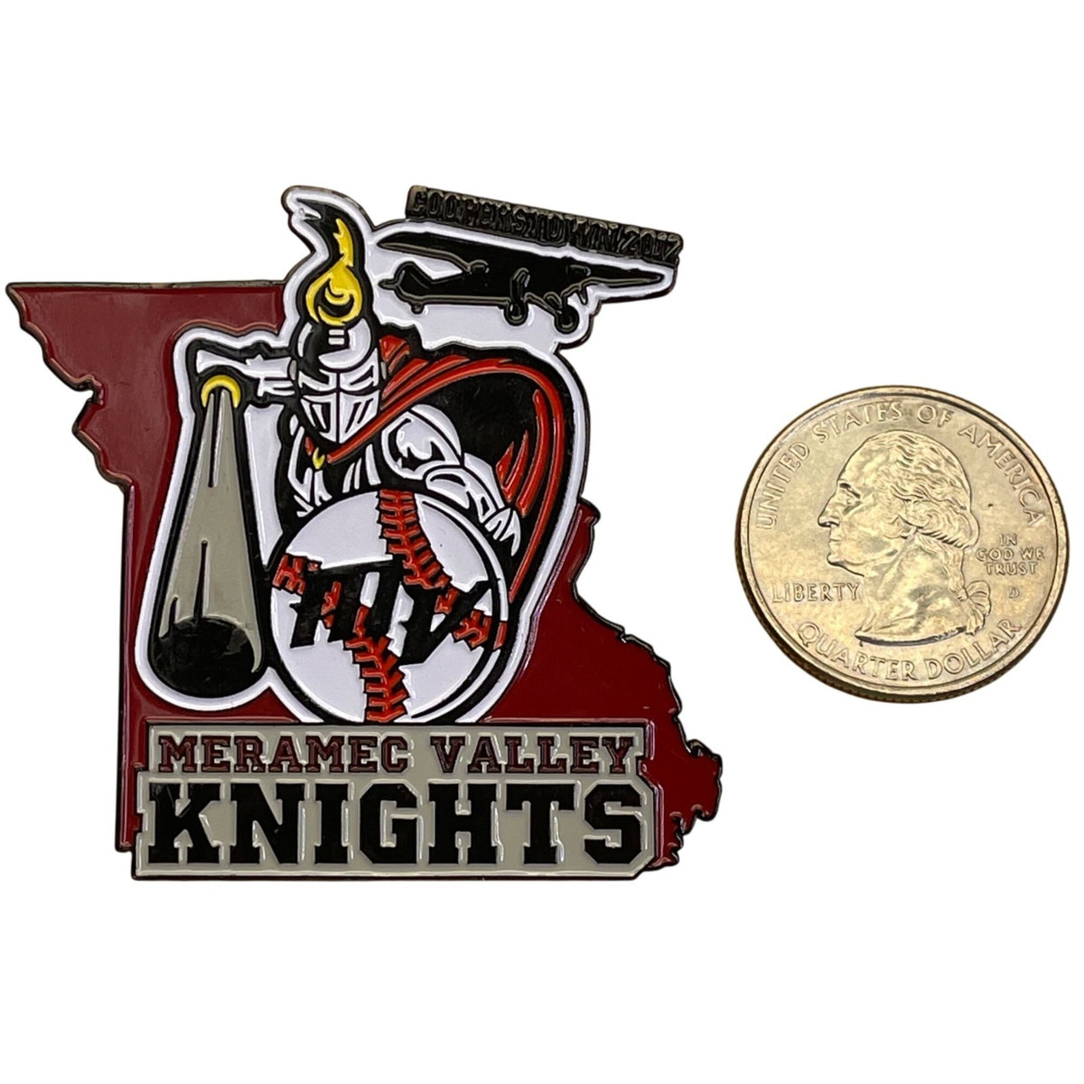 Meramec Valley Knights Baseball Team Pin 2012 Cooperstown NY Red & Silver