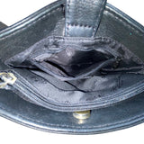Fossil Women’s Black Leather Adjustable Strap Front Pocket Crossbody Bag
