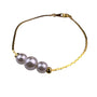 Gold Tone Womens Bracelet W/ Faux Pearls Dainty Chain Elegant