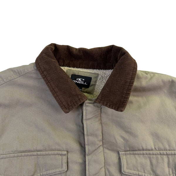 ONeill Mens Beige Cotton Jacket Corduroy Collar Sherpa Lined Standard Fit Size S