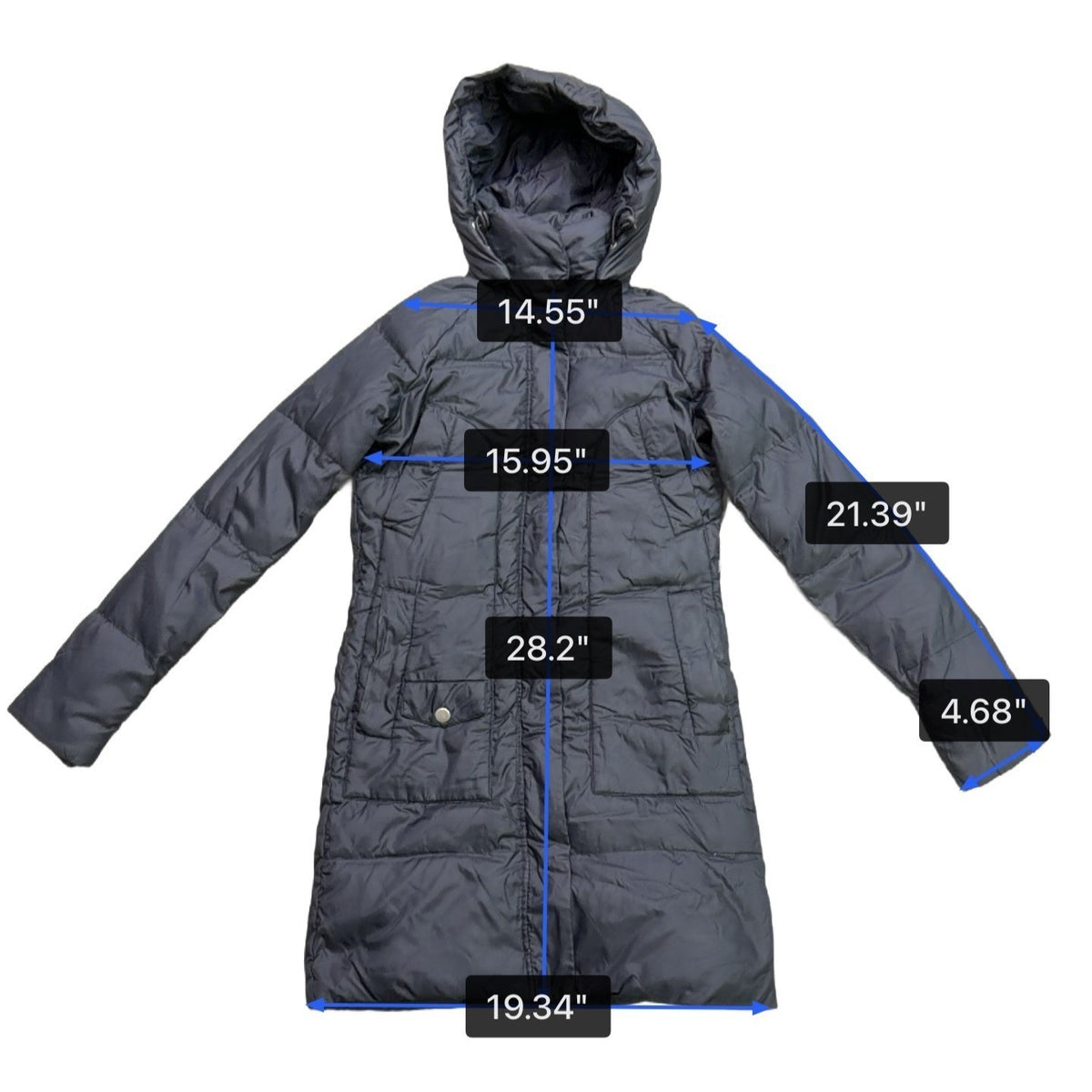 United Colors Of Benetton Womens Navy Nylon Down Hooded Puffer Jacket Size XS