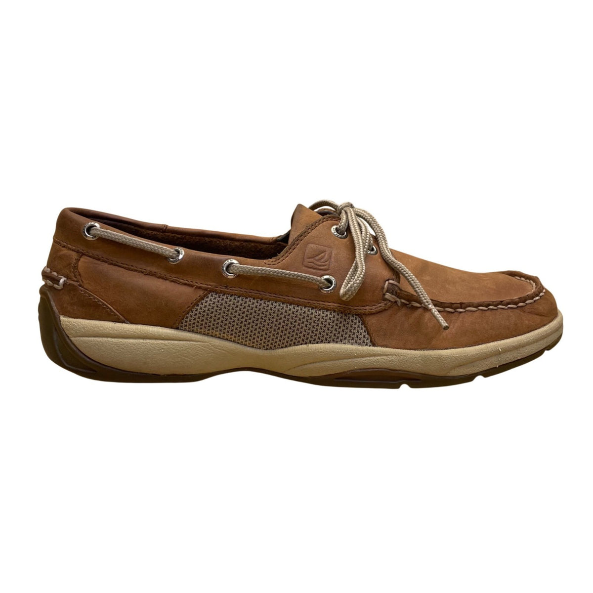 Sperry Men’s Brown Leather Mesh Panels Top-Sider Size 10M