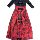 Jessica Howard  Black & Red Floral Print Gown With Bow Detail 3/4 Sleeves Sz 12
