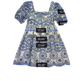 Sundayup Women White & Blue Embroidered Cotton Dress Square Neck Size L