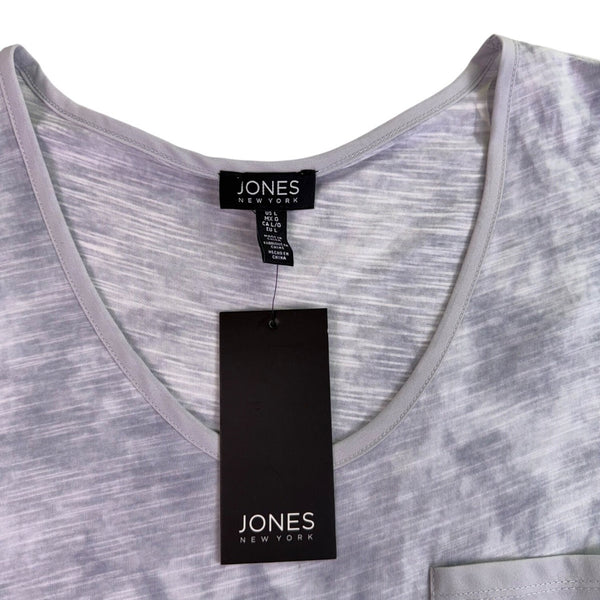 Jones New York Womens Light Gray Casual Pocket Tee Size L