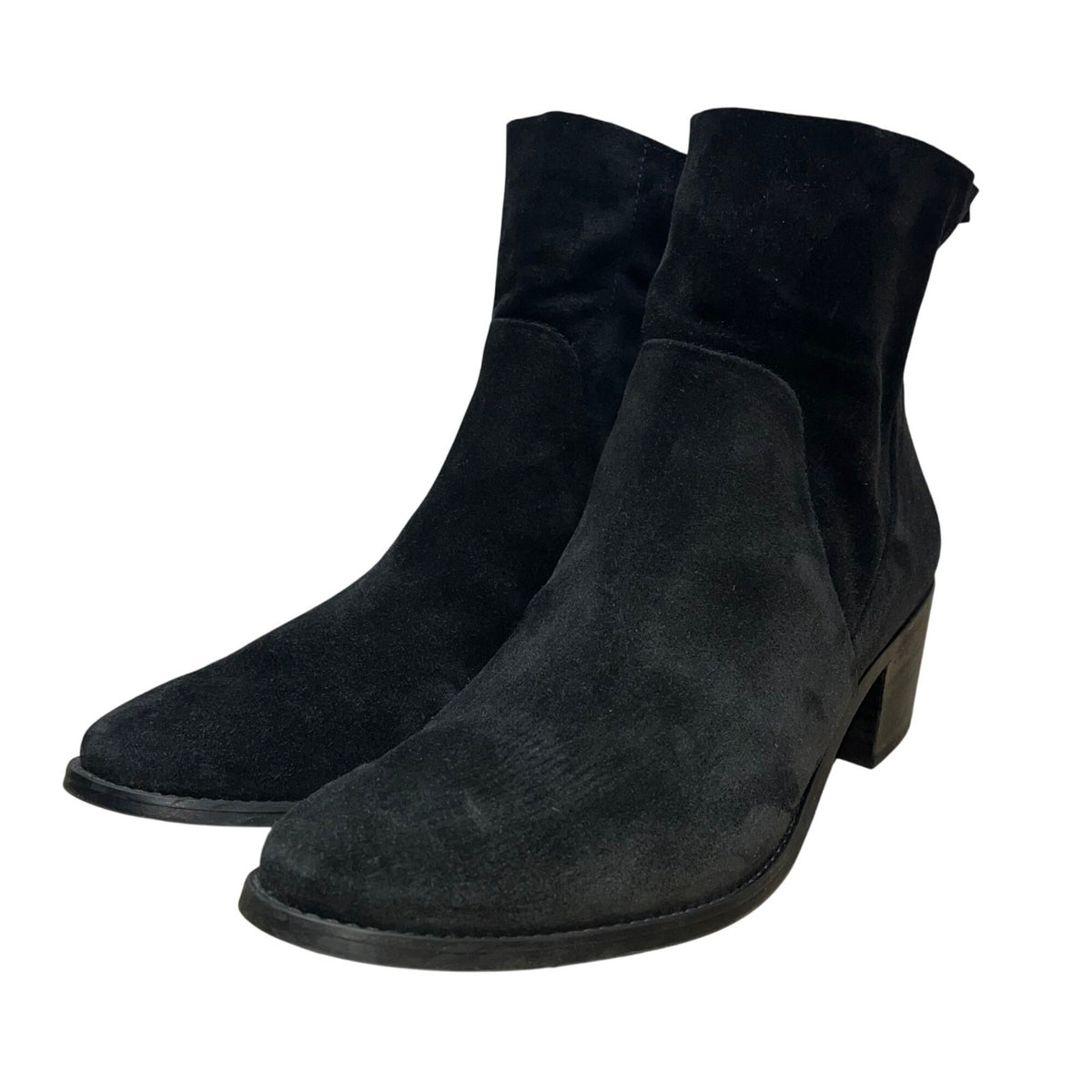 Paul Green Women’s Black Suede Nicole Block Heel Side Zip Ankle Boots Size 10 US
