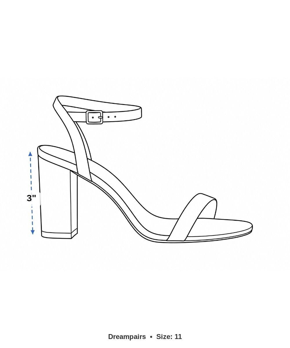 Dream Pairs Womens Silver Glitter Synthetic Low Chunk Heel Sandals Size 11
