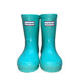 Hunter Kids Teal Rubber Glitter Waterproof Rain Boots Size US 6/7
