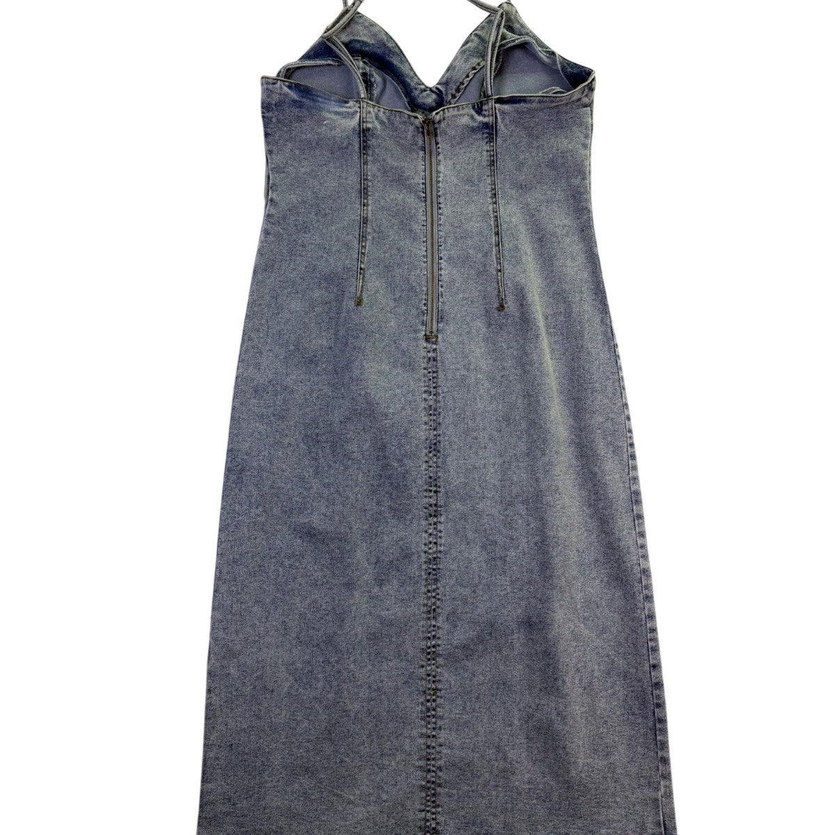 Habitual Womens Blue Cotton Denim Midi Slip Dress W/ Slit  Casual Stylish Size L